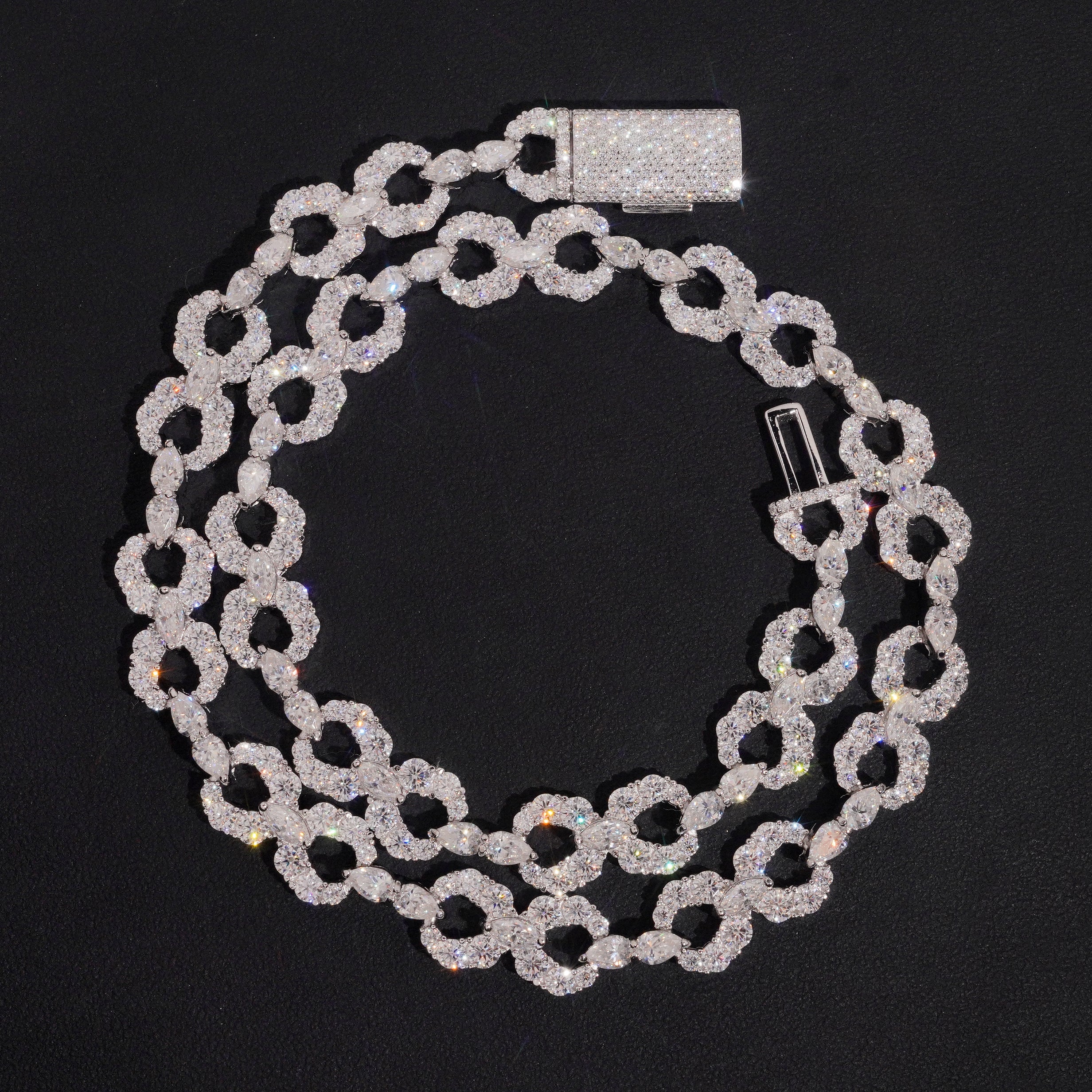 12MM Infinity Chain Necklace 925 Silver Moissanite Diamond