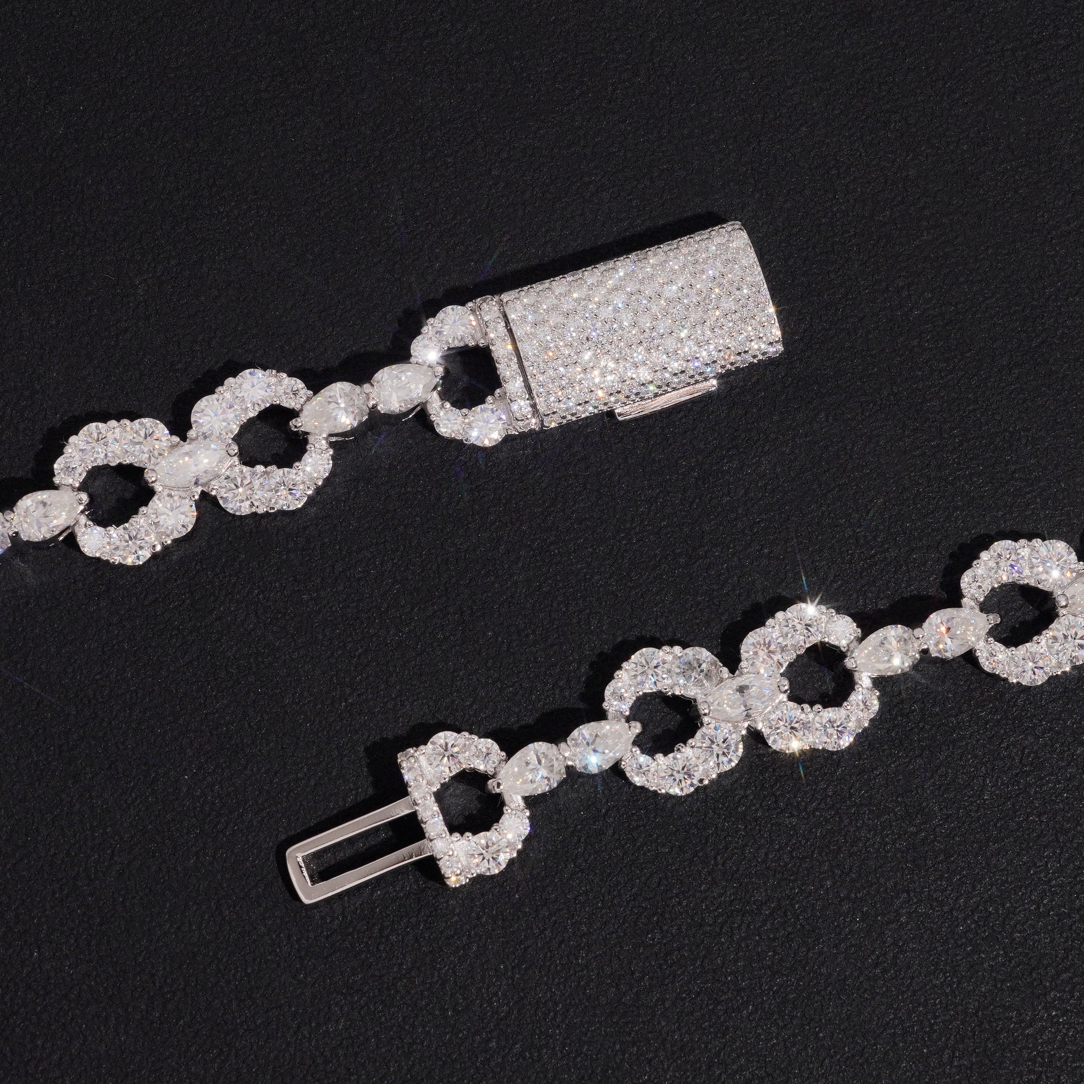 12MM Infinity Chain Necklace 925 Silver Moissanite Diamond