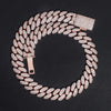 New Arrival 18MM Mosaic Clasp Solid Silver Rose Gold Moissanite Diamond Cuban Chain Necklace