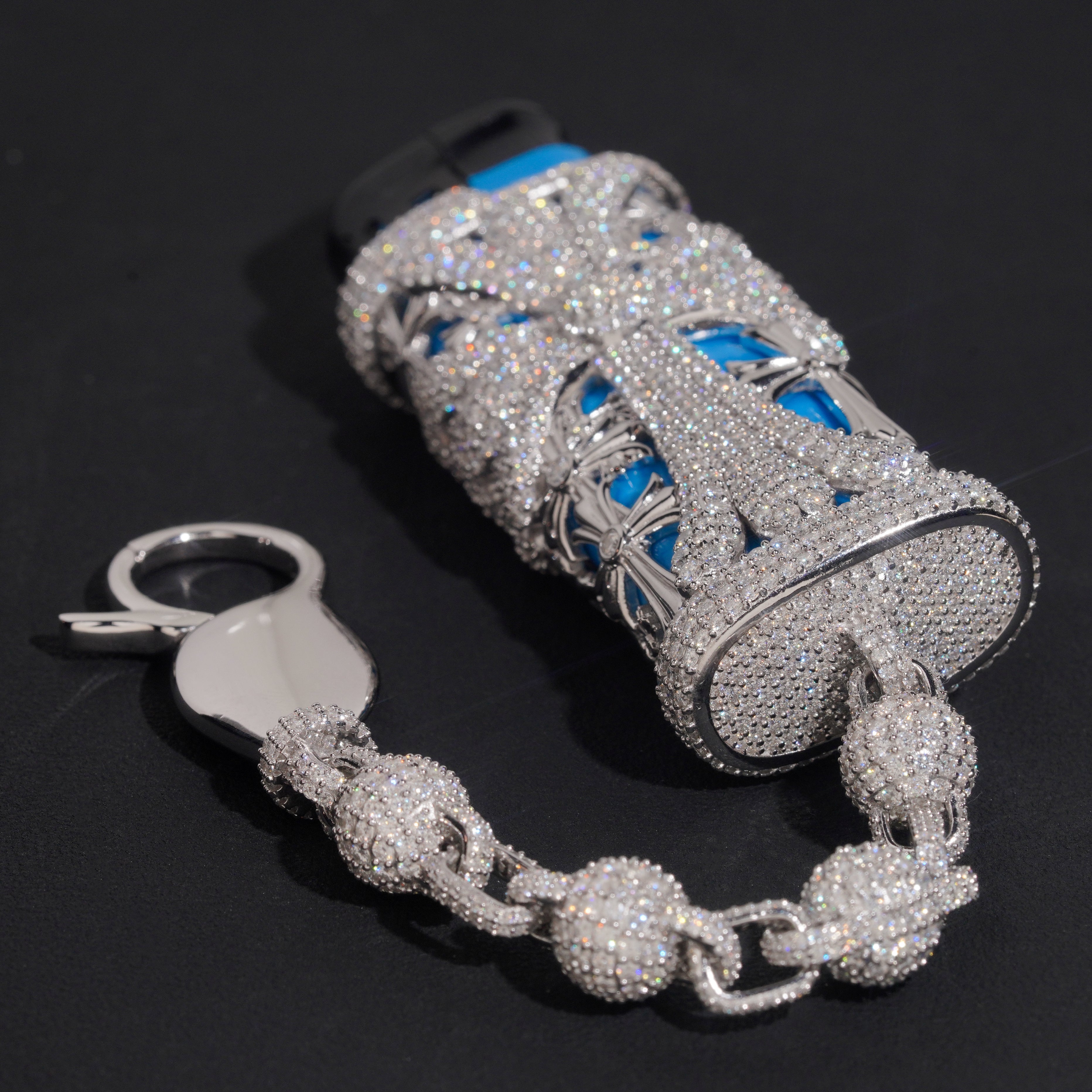 Iced Out Moissanite Diamond Sterling Silver Lighter Case