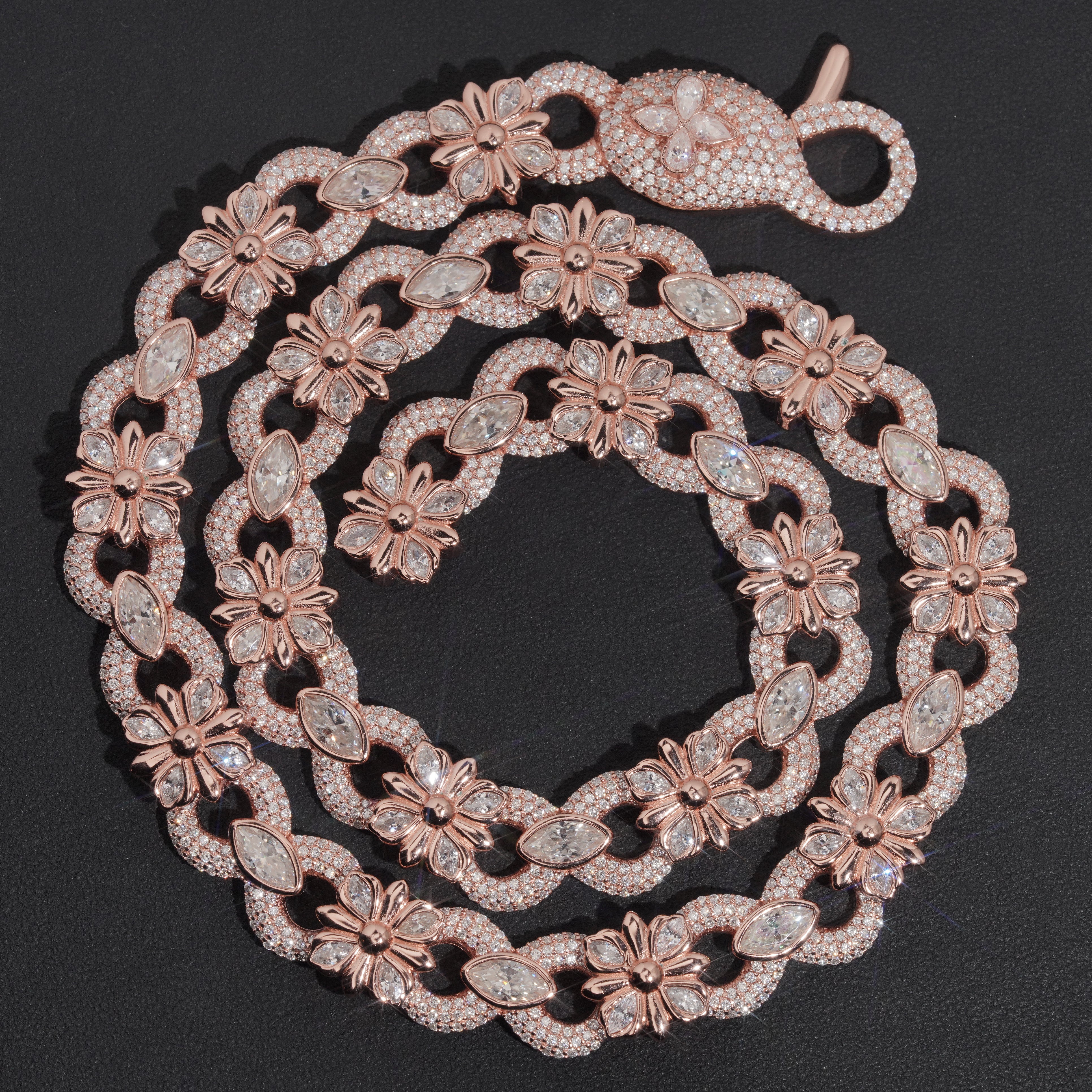 15MM Width Chrome Heart Style Infinity Link Chain Necklace Moissanite Diamond