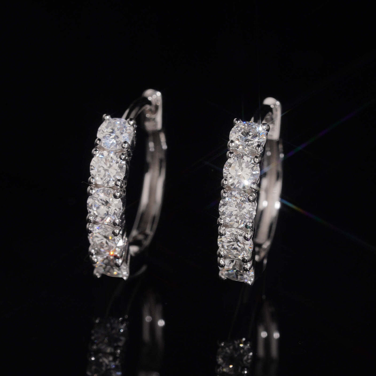 925 Sterling Silver VVS lab Grown Diamond Hoop Earrings