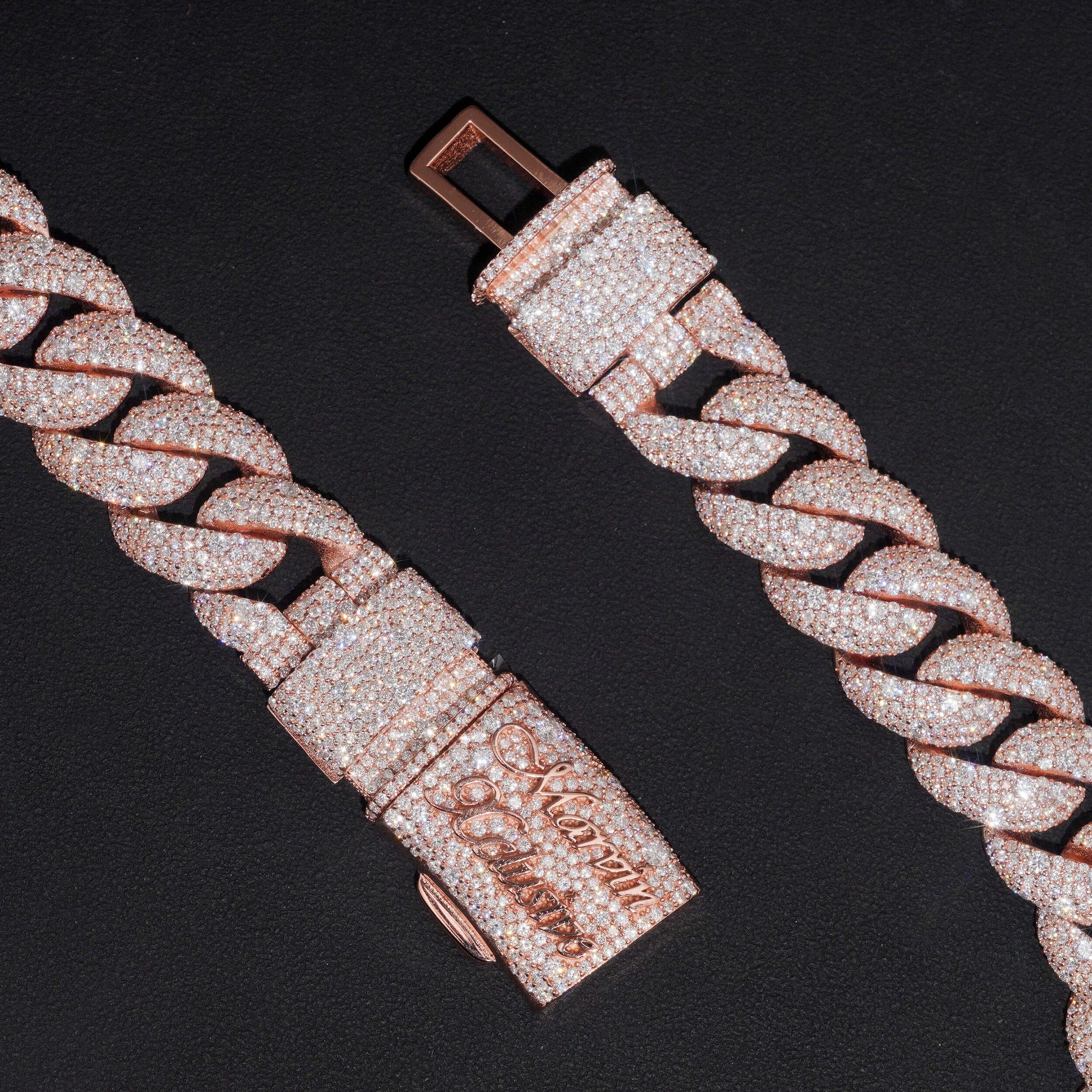 Custom Name Clasp 20MM Mosaic Setting Moissanite Diamond Cuban Necklace