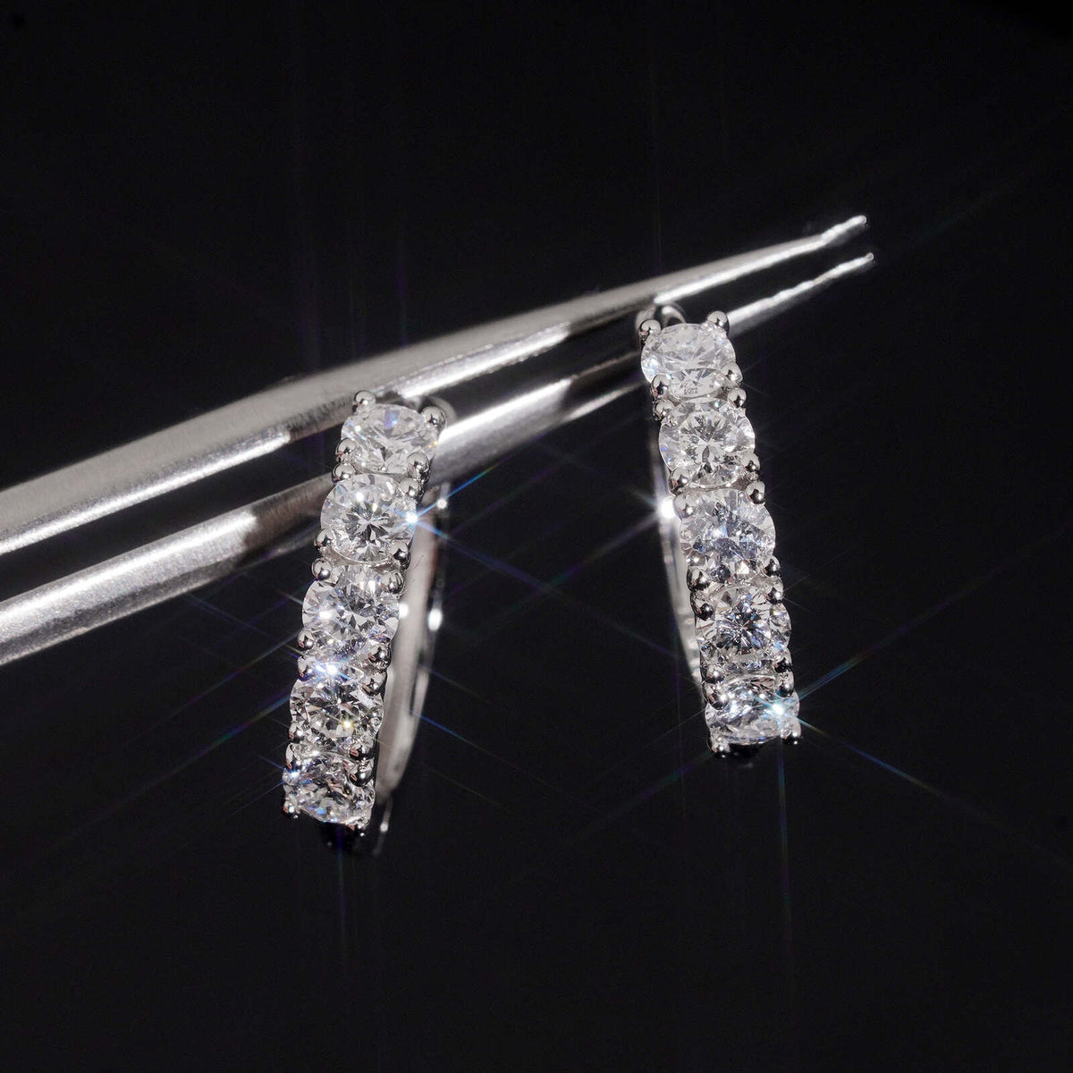 925 Sterling Silver VVS lab Grown Diamond Hoop Earrings