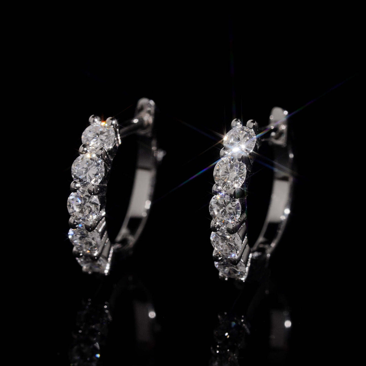 Small Hoop Earrings VVS Lab Grown Diamond 925 Silver