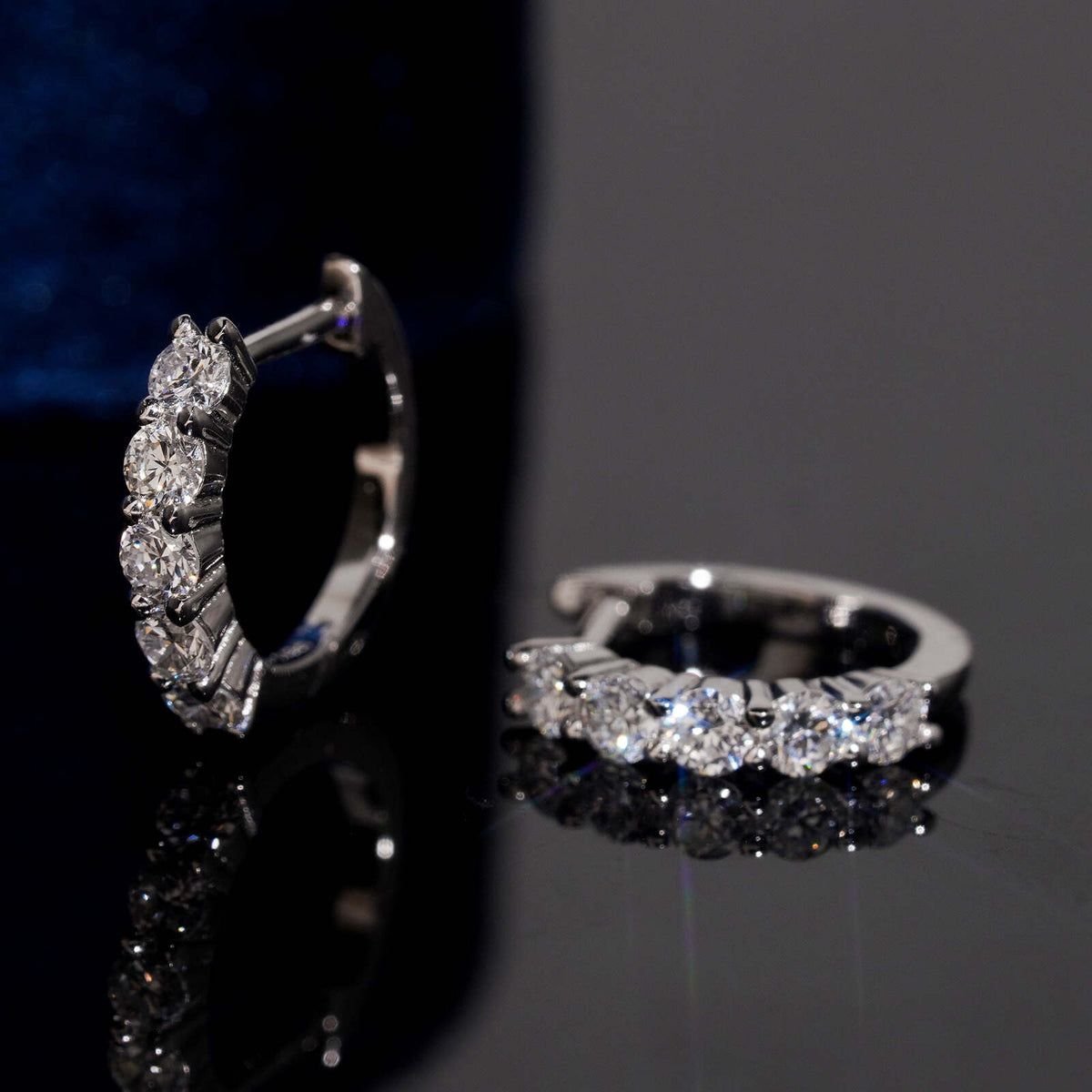 Small Hoop Earrings VVS Lab Grown Diamond 925 Silver