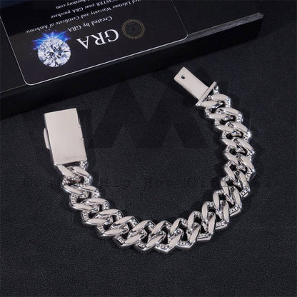 Buss Down Hip Hop 18MM Moissanite Diamond Baguette Cut Cuban Link Bracelet For Men