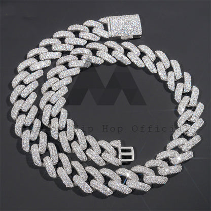 20MM Iced Out Moissanite Diamond Cuban Link Chain Necklace Hip Hop Jewelry Sterling Silver 9254