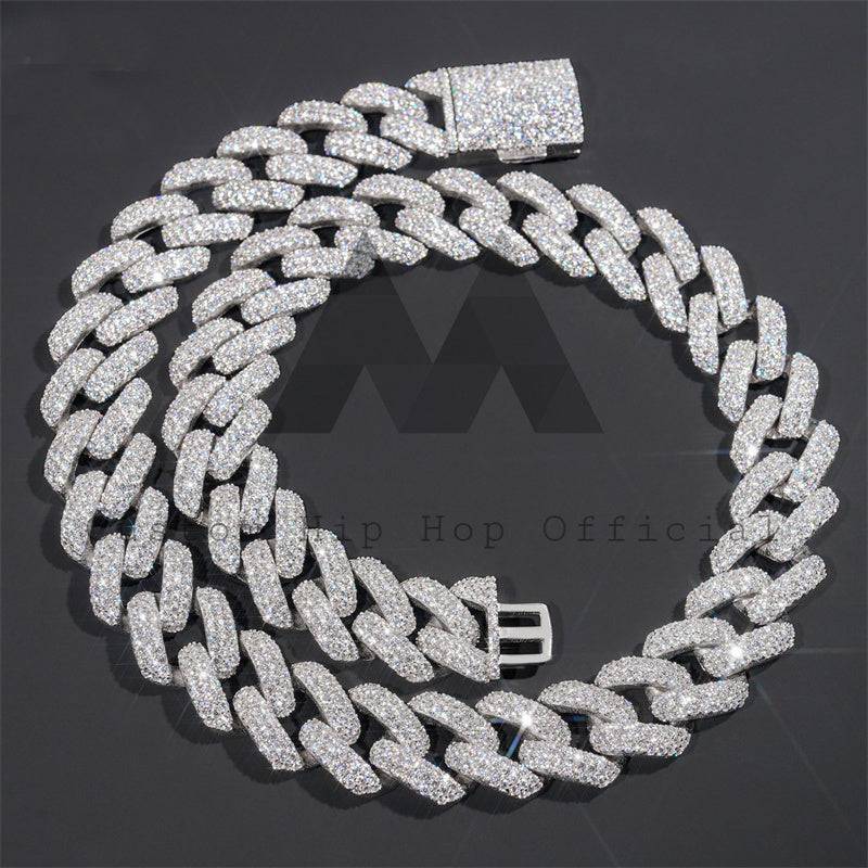 20MM Iced Out Moissanite Diamond Cuban Link Chain Necklace Hip Hop Jewelry Sterling Silver 9254