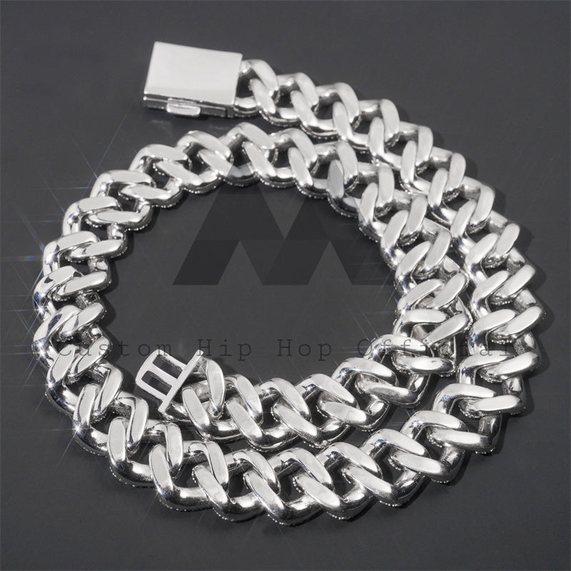 20MM Iced Out Moissanite Diamond Cuban Link Chain Necklace Hip Hop Jewelry Sterling Silver 9255