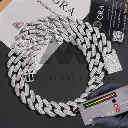 20MM Iced Out Moissanite Diamond Cuban Link Chain Necklace Hip Hop Jewelry Sterling Silver 9251