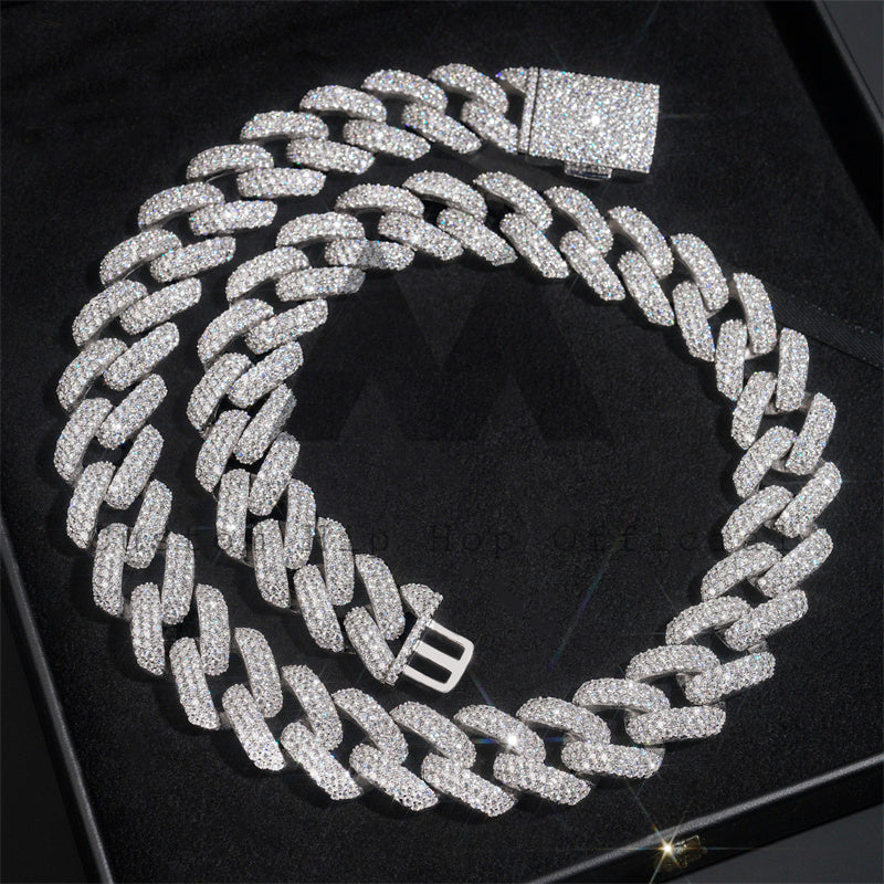 20MM Iced Out Moissanite Diamond Cuban Link Chain Necklace Hip Hop Jewelry Sterling Silver 9253