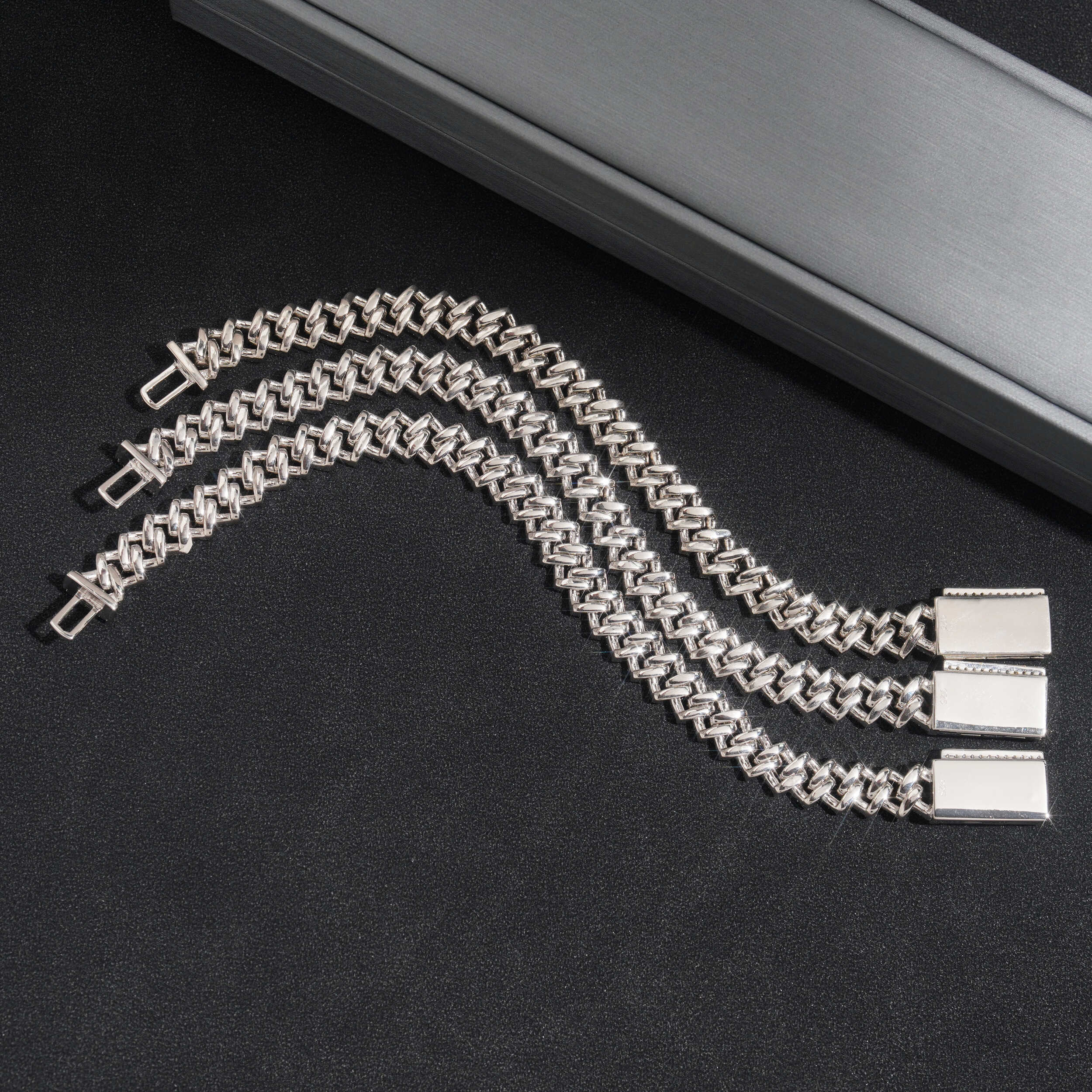 10MM Two Rows Sterling Silver Lab Grown Diamond Cuban Bracelet