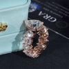 Hip hop jewelry featuring 14K real rose gold luxury vintage pear cut fully eternity moissanite diamond ring for women