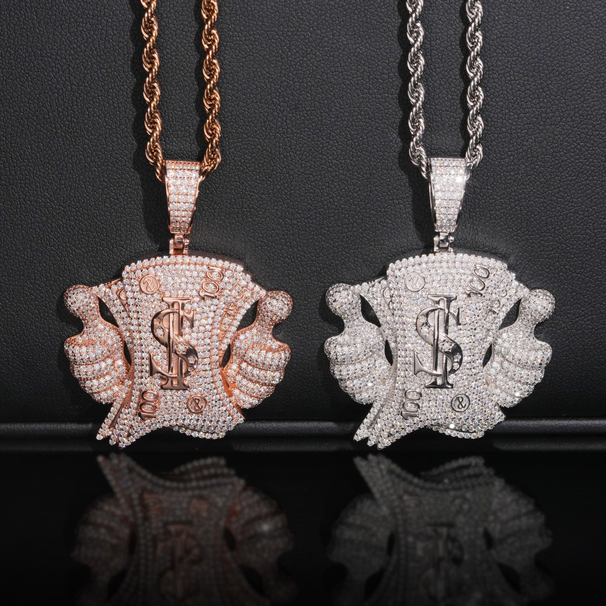 Moissanite Diamond Iced Out Hip Hop Dollar Bill Sign Pendant