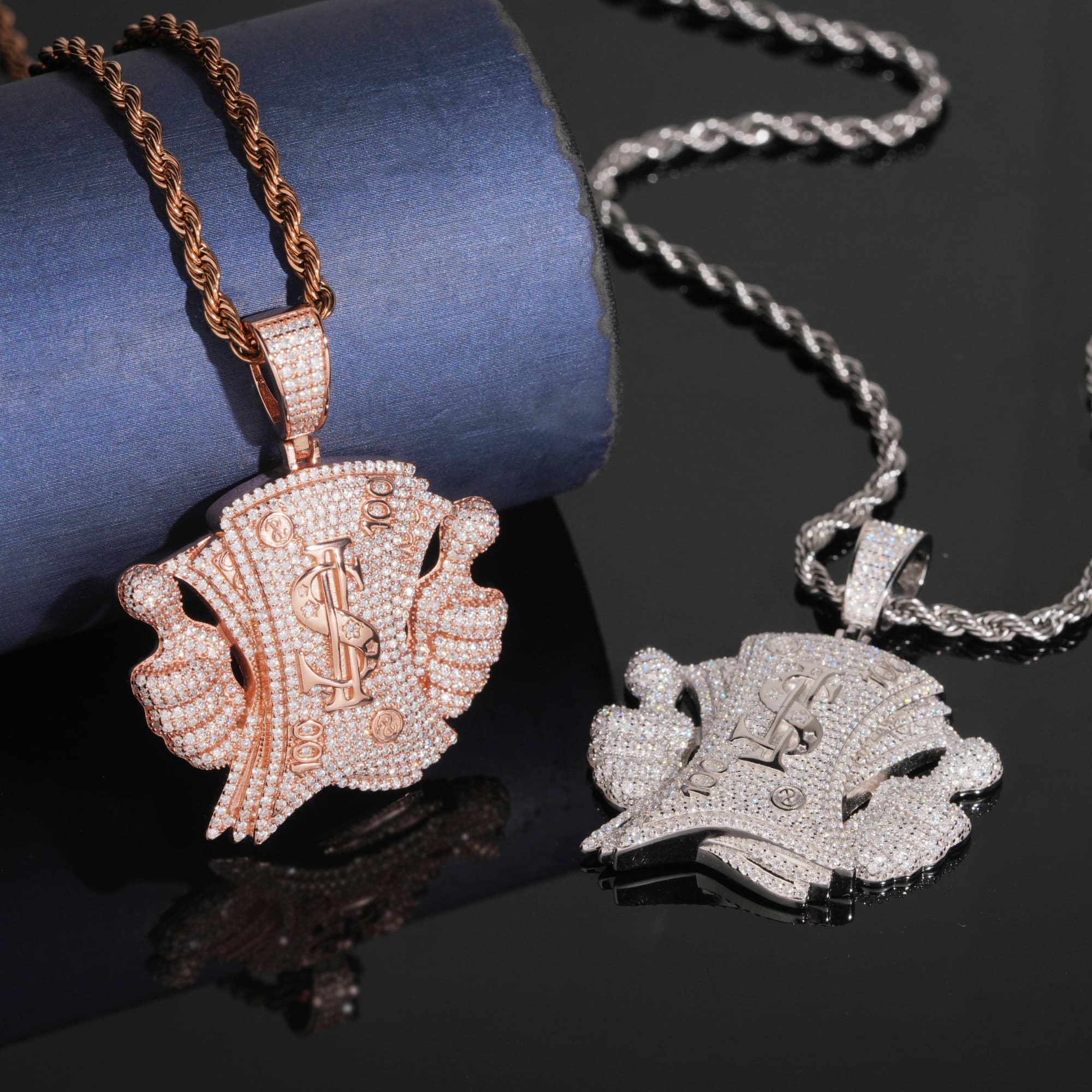 Moissanite Diamond Iced Out Hip Hop Dollar Bill Sign Pendant