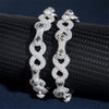 New Arrival Solid Silver Men Iced Out 13MM Infinity Link Bracelet With Tiffany Blue Moissanite