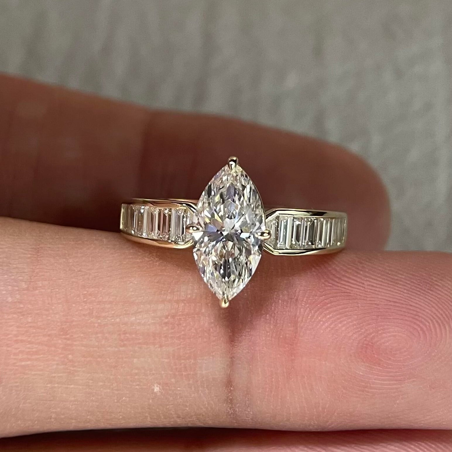 1.5 Carat Marquise Cut Vintage Lab Grown Diamond Ring