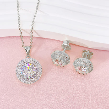 Женская мода Дизайн Halo Алмазный стиль Ожерелье с серьгами Муассанит Комплект ювелирных изделий