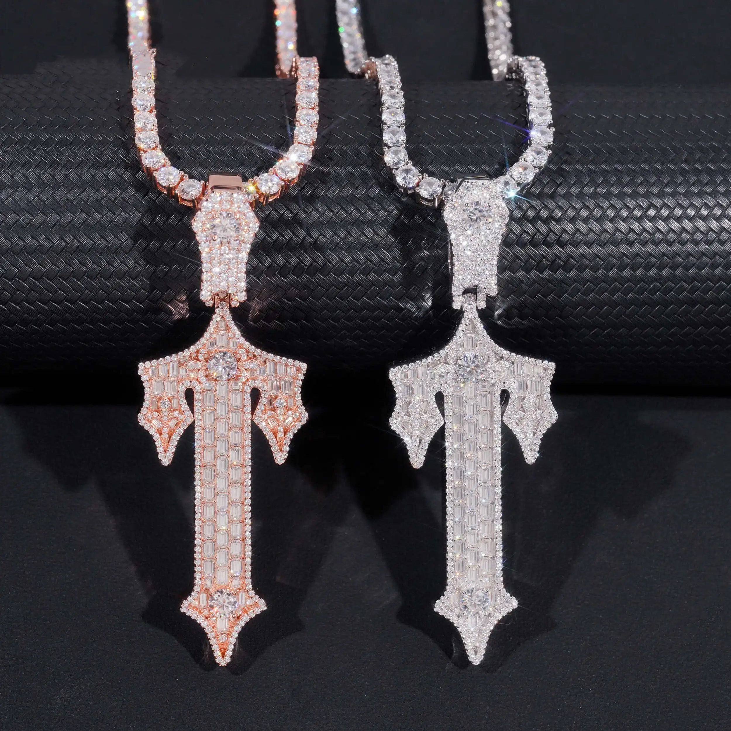 New arrival Vvs Moissanite Diamond Sword Cross Pendant Sterling Silver 925