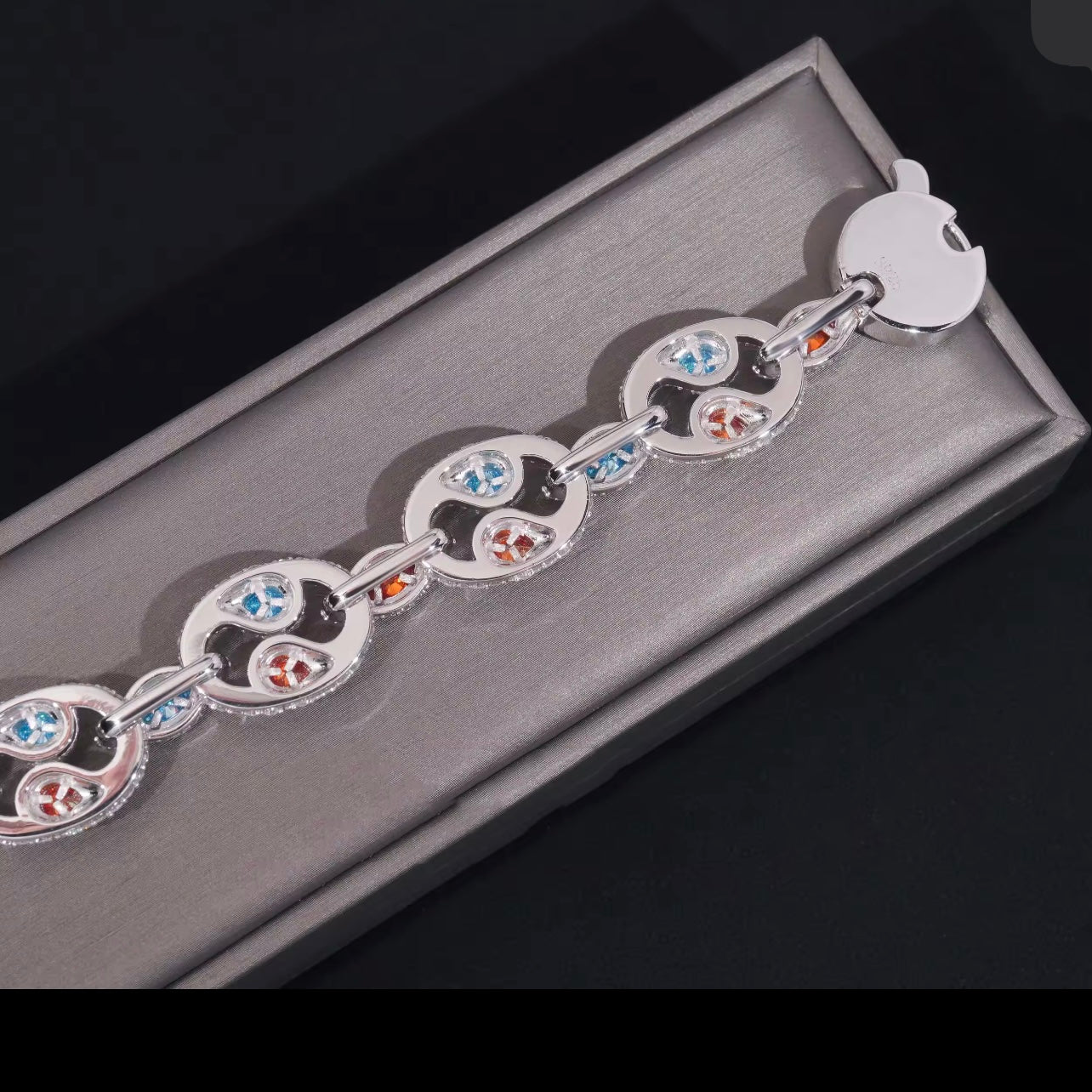 Yin Yang Link Moissanite Bracelet For Men Hip Hop Iced Out 20MM