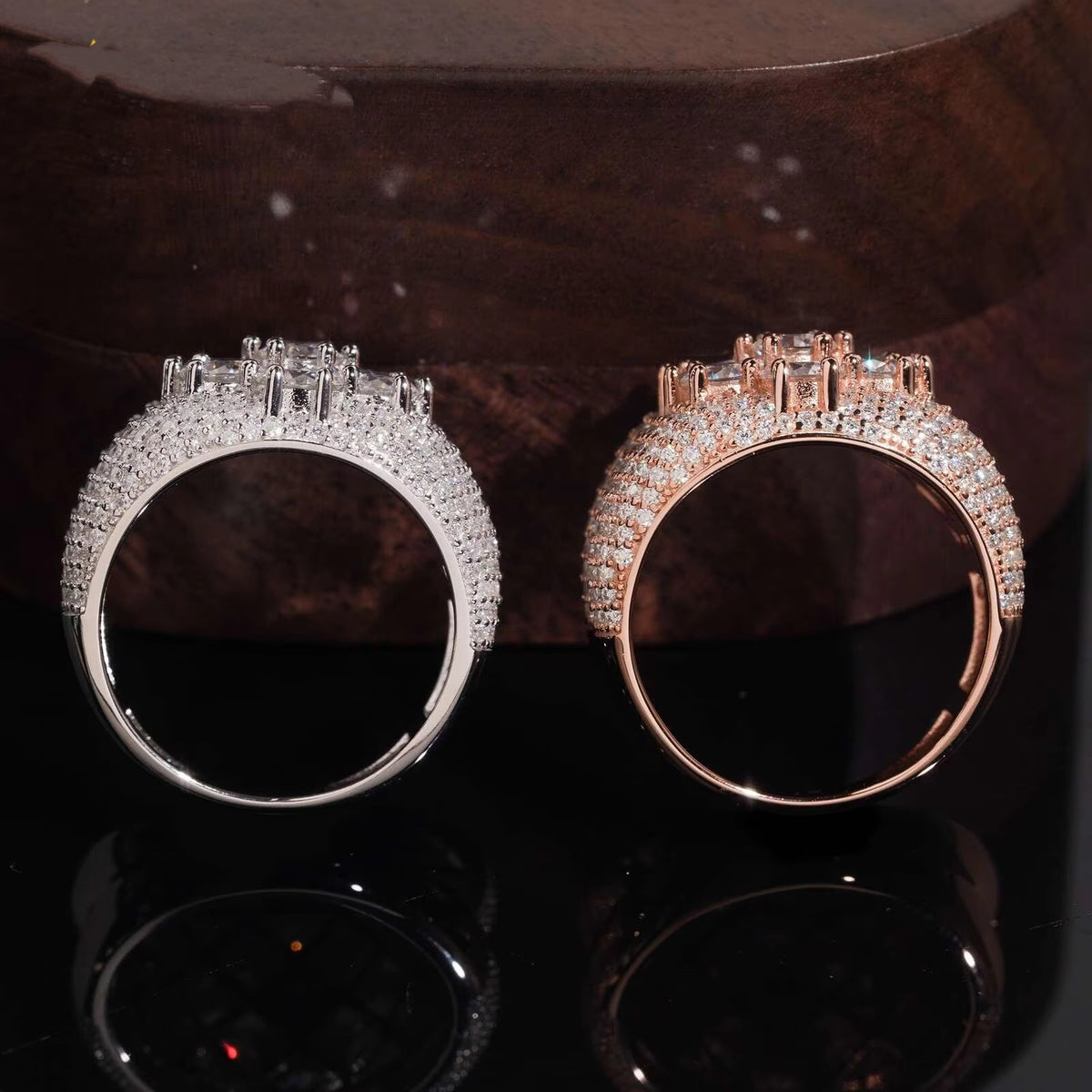 Iced Out Moissanite Diamond Cluster Ring