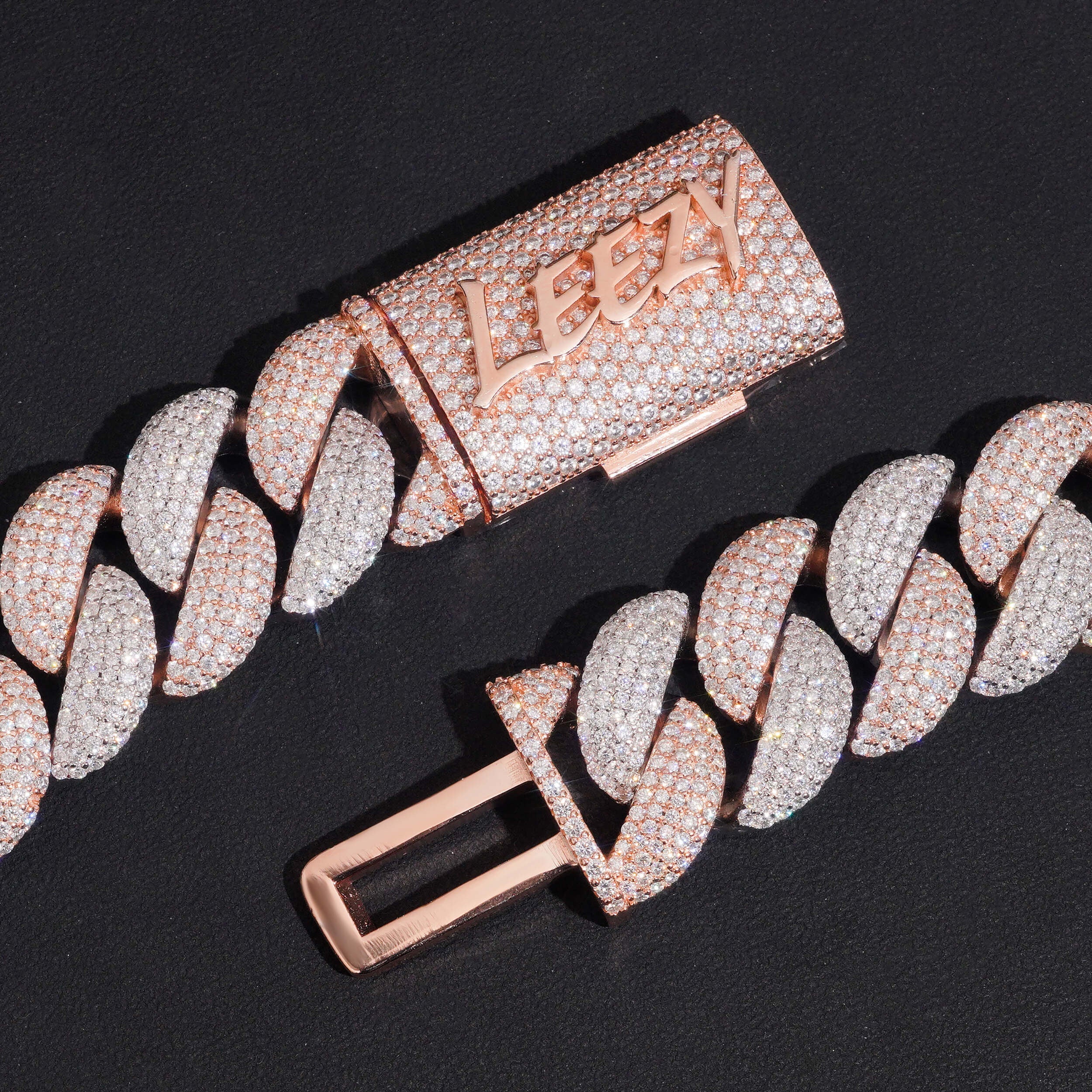 Custom Name Clasp 20MM Flower Setting Miami Cuban Chain Necklace Vvs Moissanite