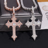 Solid Silver Men Jewelry Chrome Heart Style Iced Out VVS Moissanite Cross Pendant Match 4MM Tennis Chain