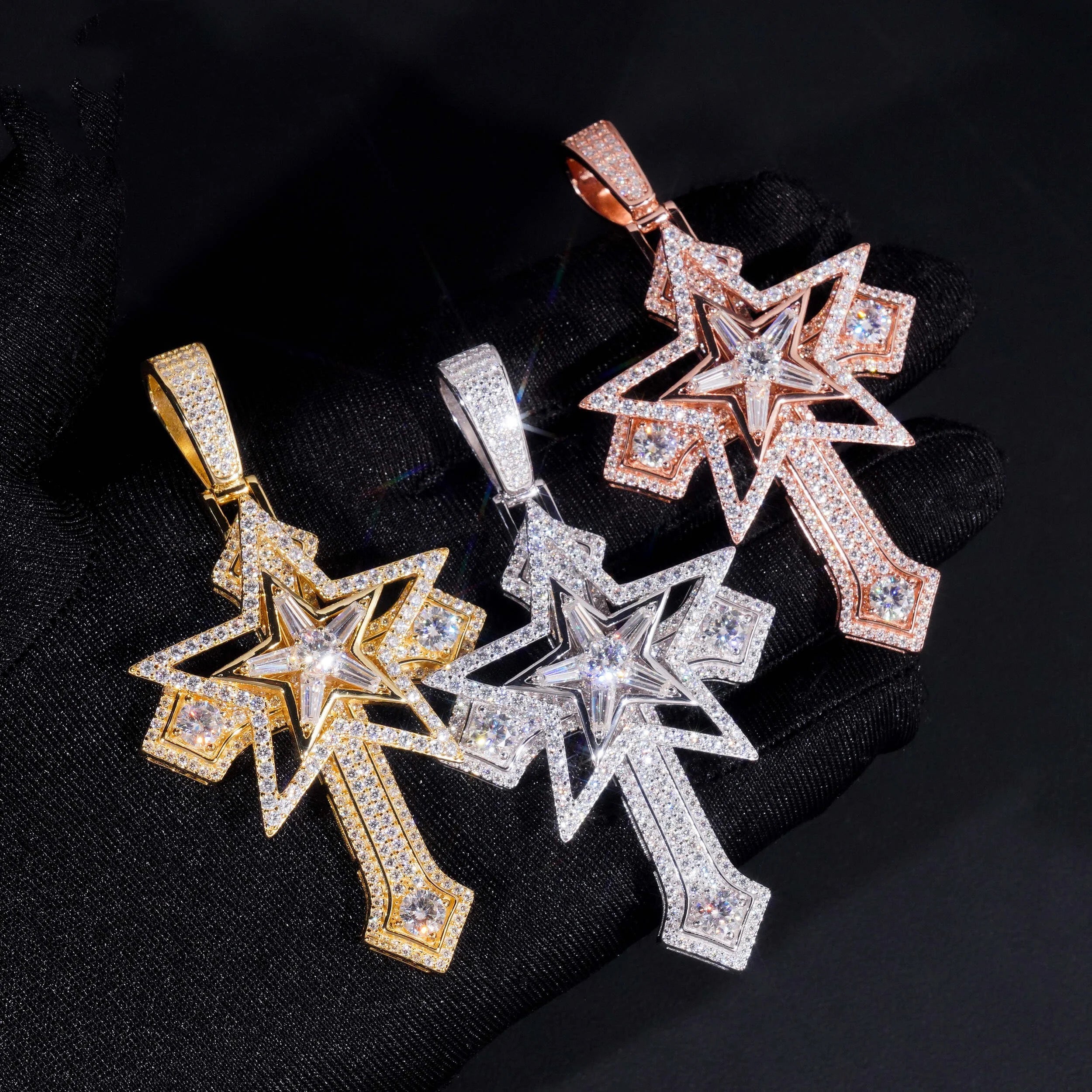 New Arrival Moissanite Cross Pendant 2.5Inch Tall Match 4MM Tennis Chain Hip Hop Jewelry For Men