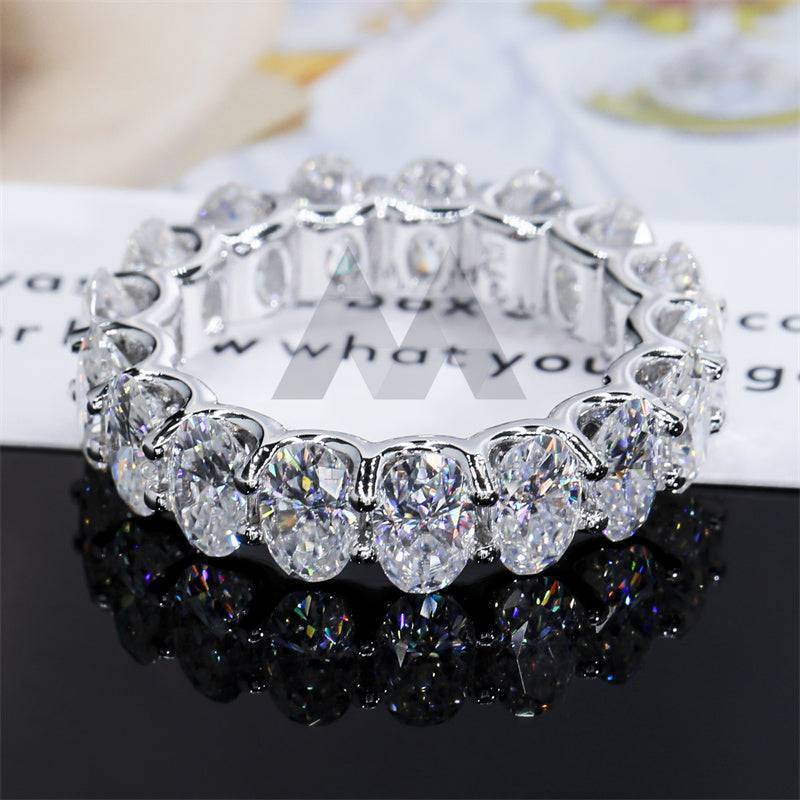 Elegant Sterling Silver 925 Oval Moissanite Eternity Ring Hip Hop Jewelry4