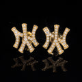 Iced Out Gold VVS Moissanite Symbol Studs