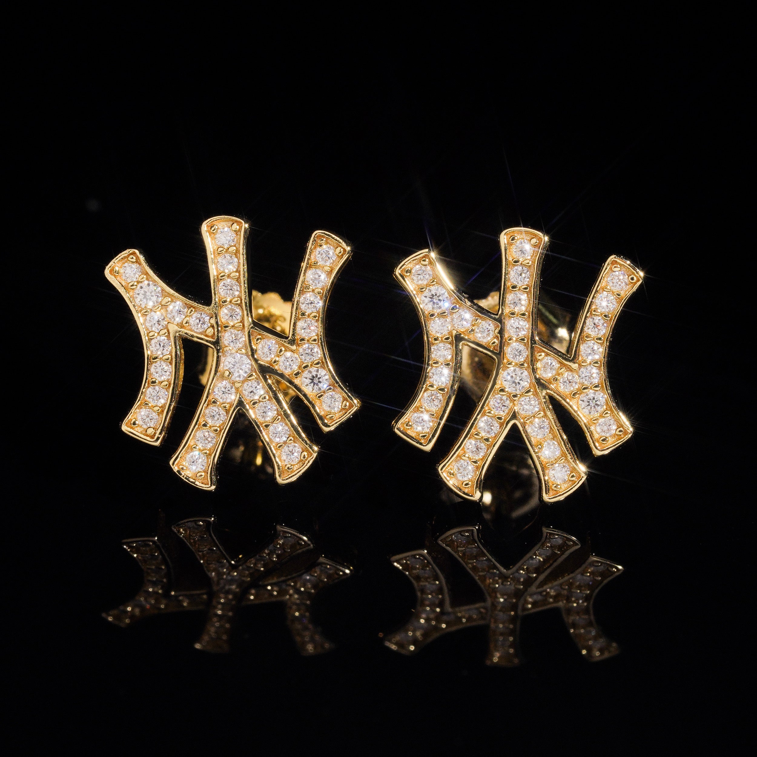 Iced Out Gold VVS Moissanite Symbol Studs