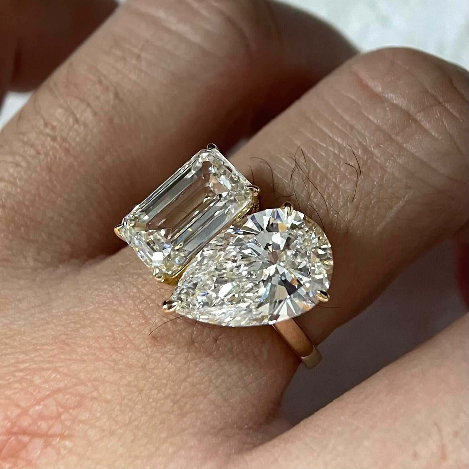 18K Yellow Gold Two Stone 10 Carat Lab Grown Diamond Ring