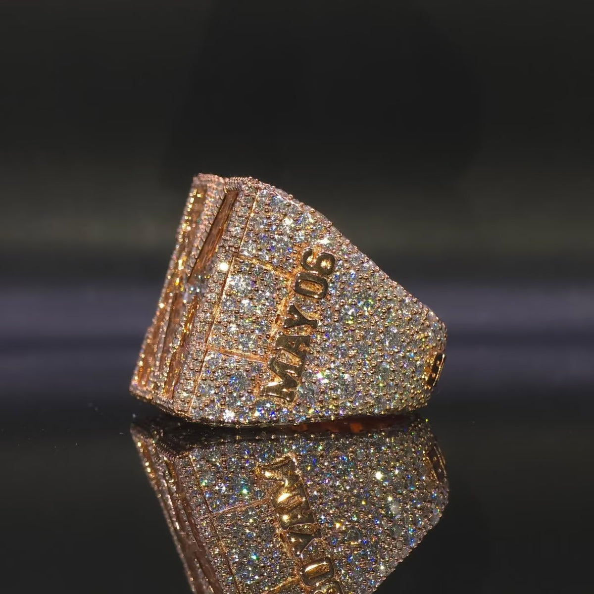Rose Gold VVS Lab Grown Diamond Custom Initial Men Ring