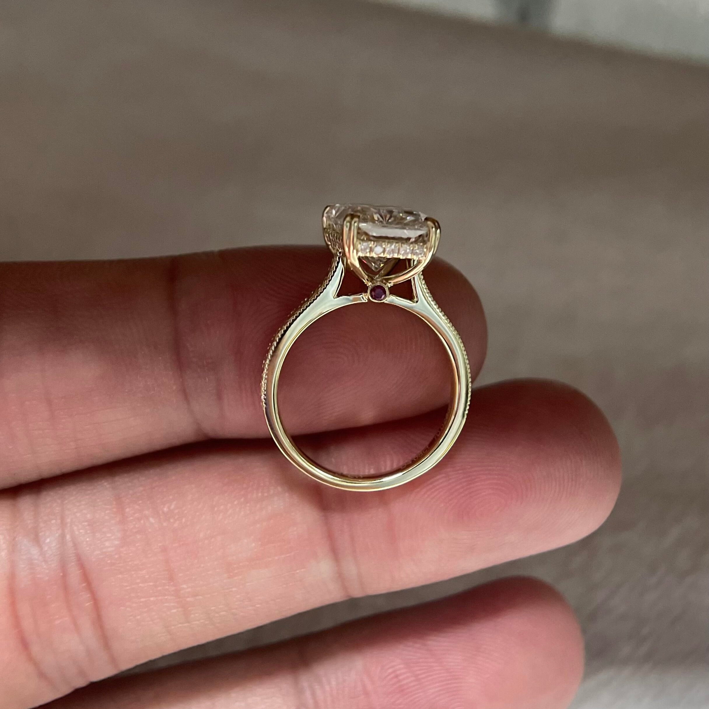 18K Yellow Gold 3 Carat Radiant Cut Lab Grown Diamond Ring