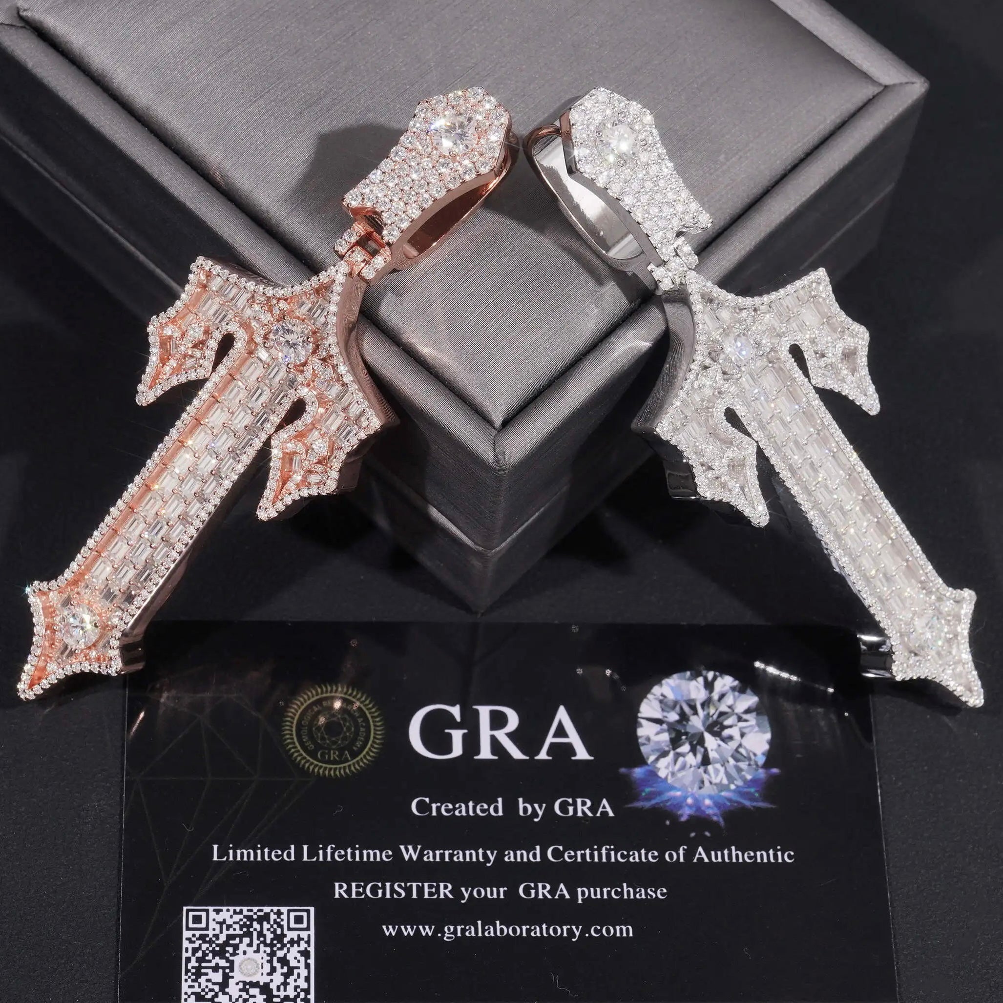 New arrival Vvs Moissanite Diamond Sword Cross Pendant Sterling Silver 925