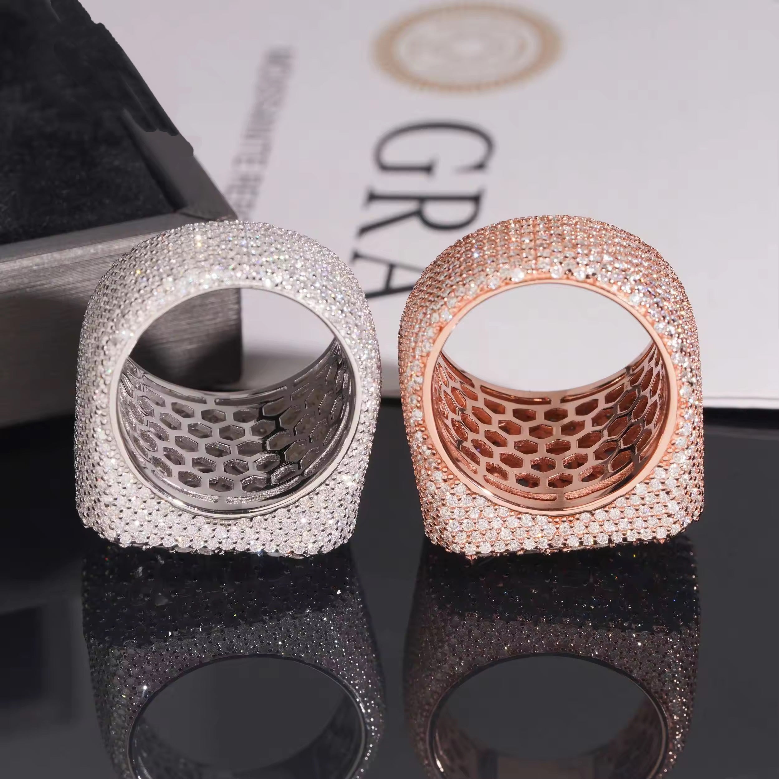 Sterling Silver Fancy Cut Moissanite Diamond Men Ring