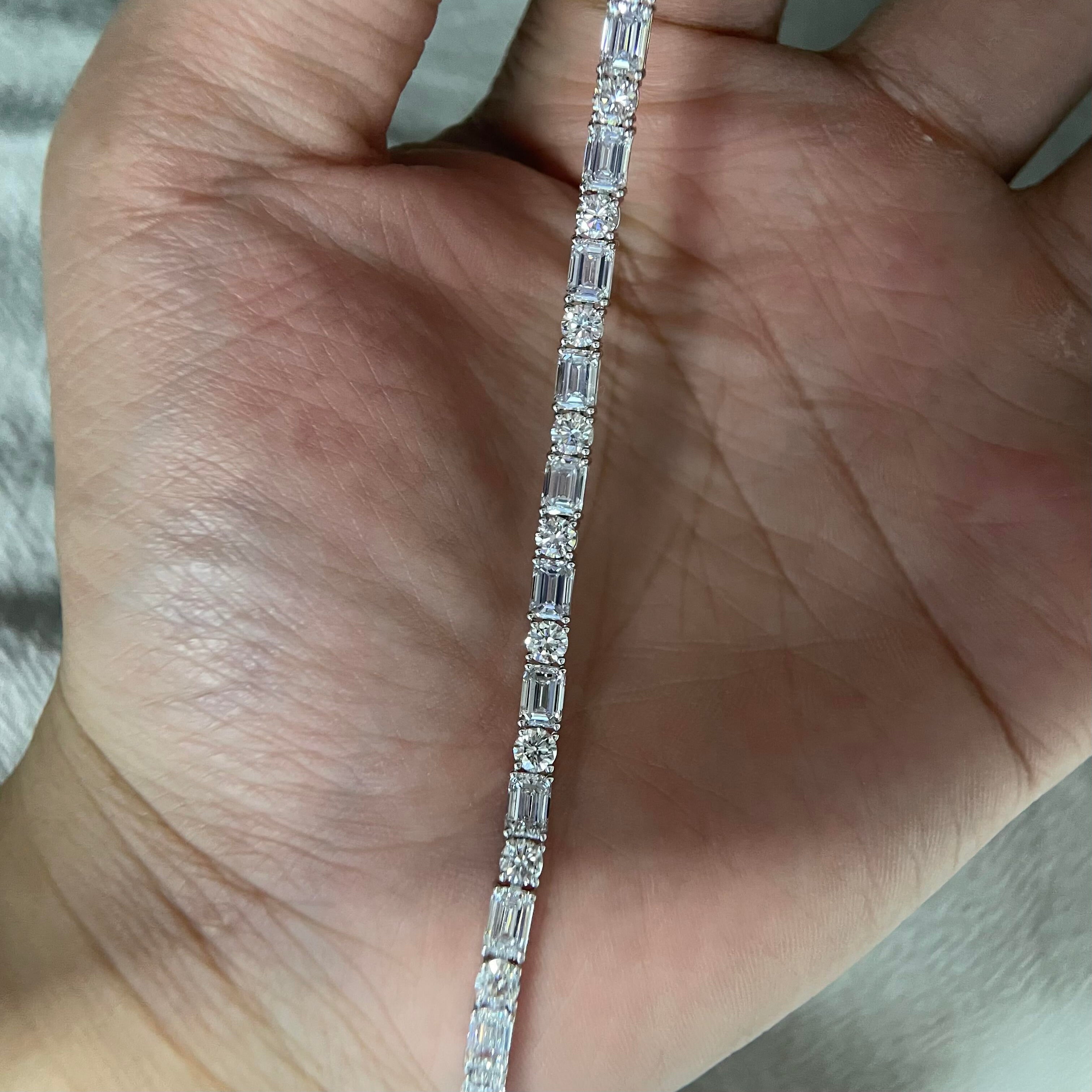 Platinum Lab Grown Diamond Tennis Bracelet 3MM Width