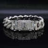 18MM Raised Stone Cuban Link Bracelet Moissanite Diamond With Initial Lock