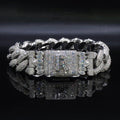 18MM Raised Stone Cuban Link Bracelet Moissanite Diamond With Initial Lock