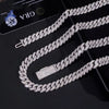 Round Link Two Rows 10MM Miami link Moissanite Cuban Necklace Chain Sterling Silver 925