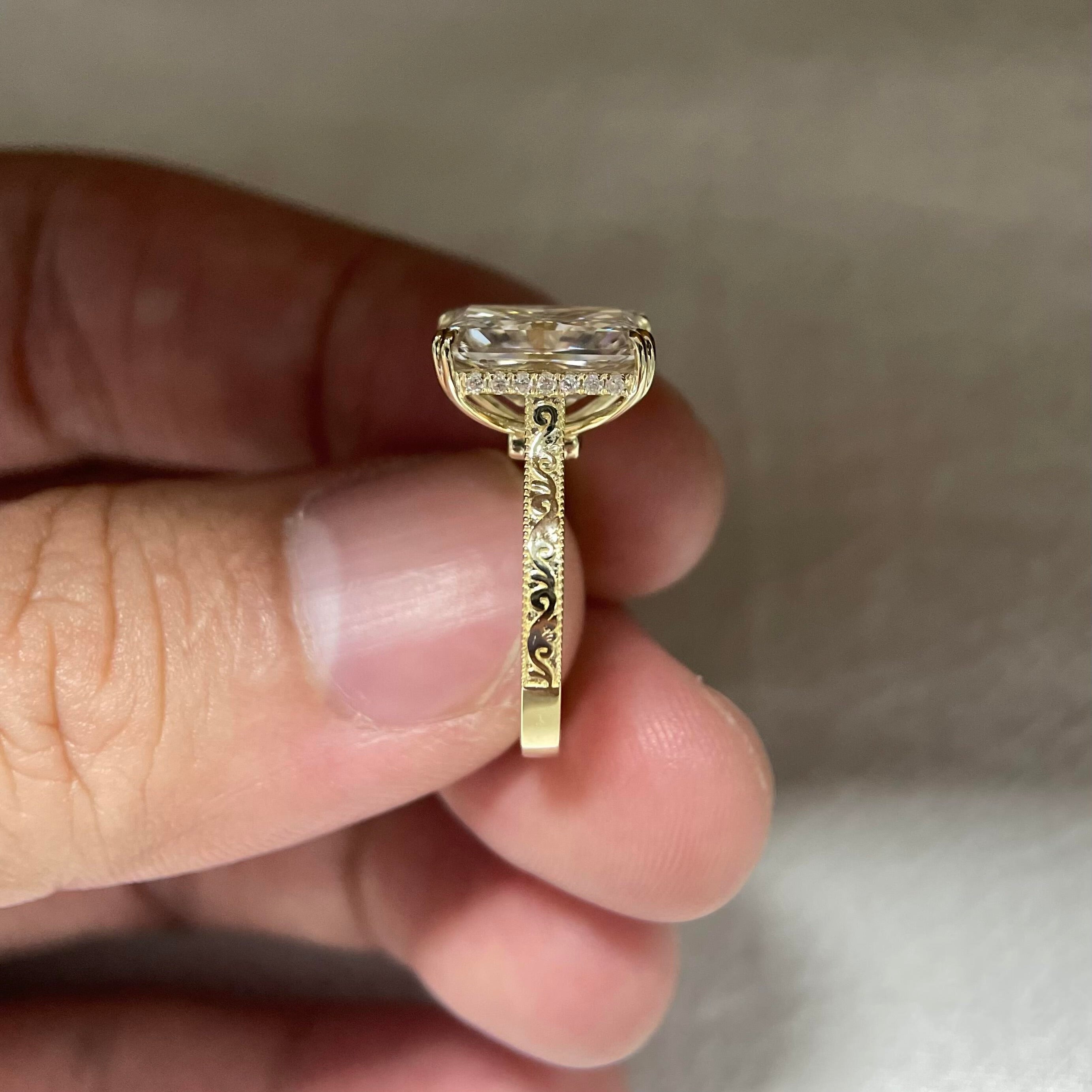 18K Yellow Gold 3 Carat Radiant Cut Lab Grown Diamond Ring