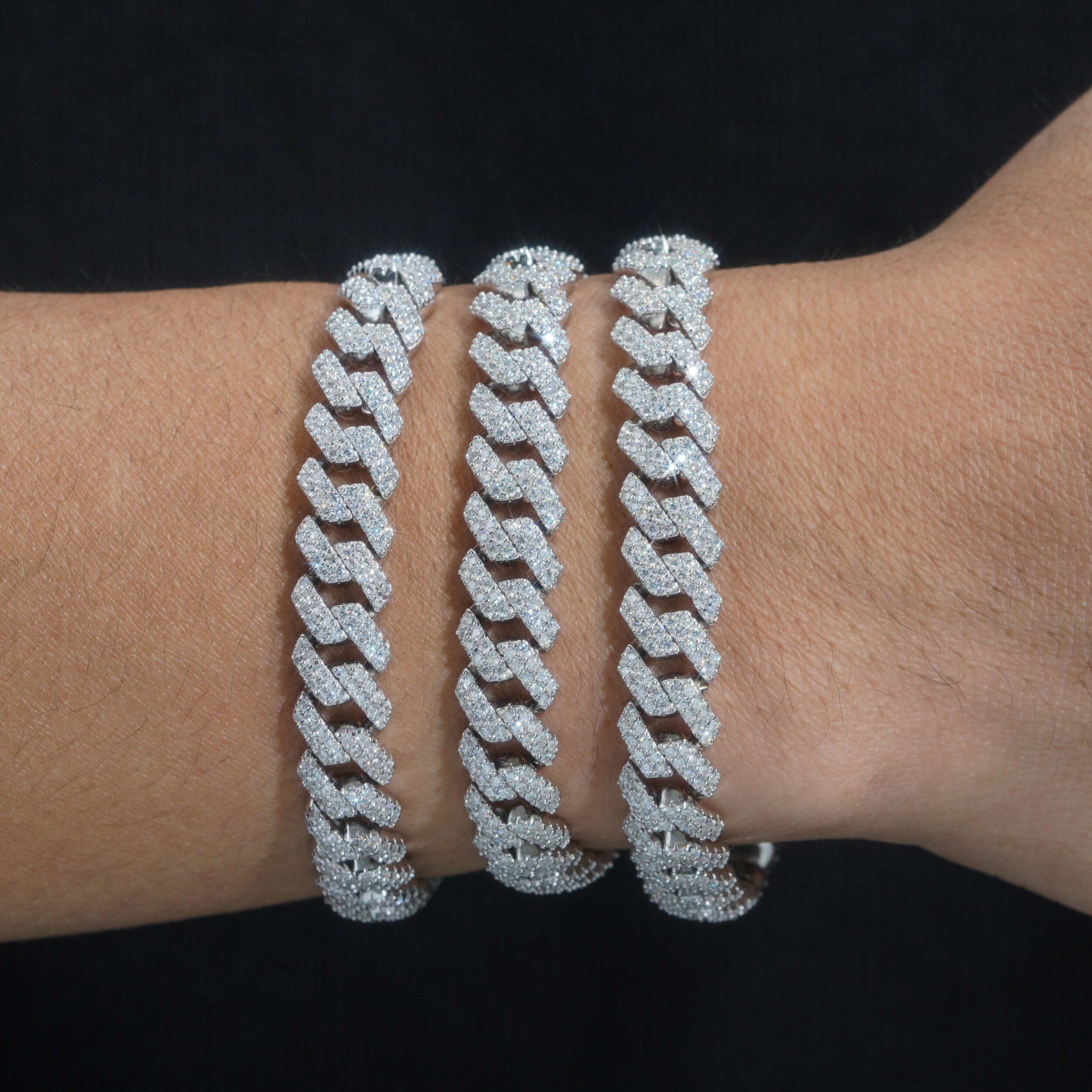 VVS Moissanite Diamond Cuban Bracelet Brass 10MM