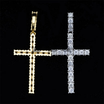 3MM Moissanite Cross Pendant Solid Silver 925 Fit For 3MM Tennis Chain For Men3