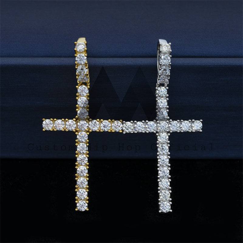 Hip hop jewelry 925 Sterling Silver 3MM Moissanite Cross Pendant for Men