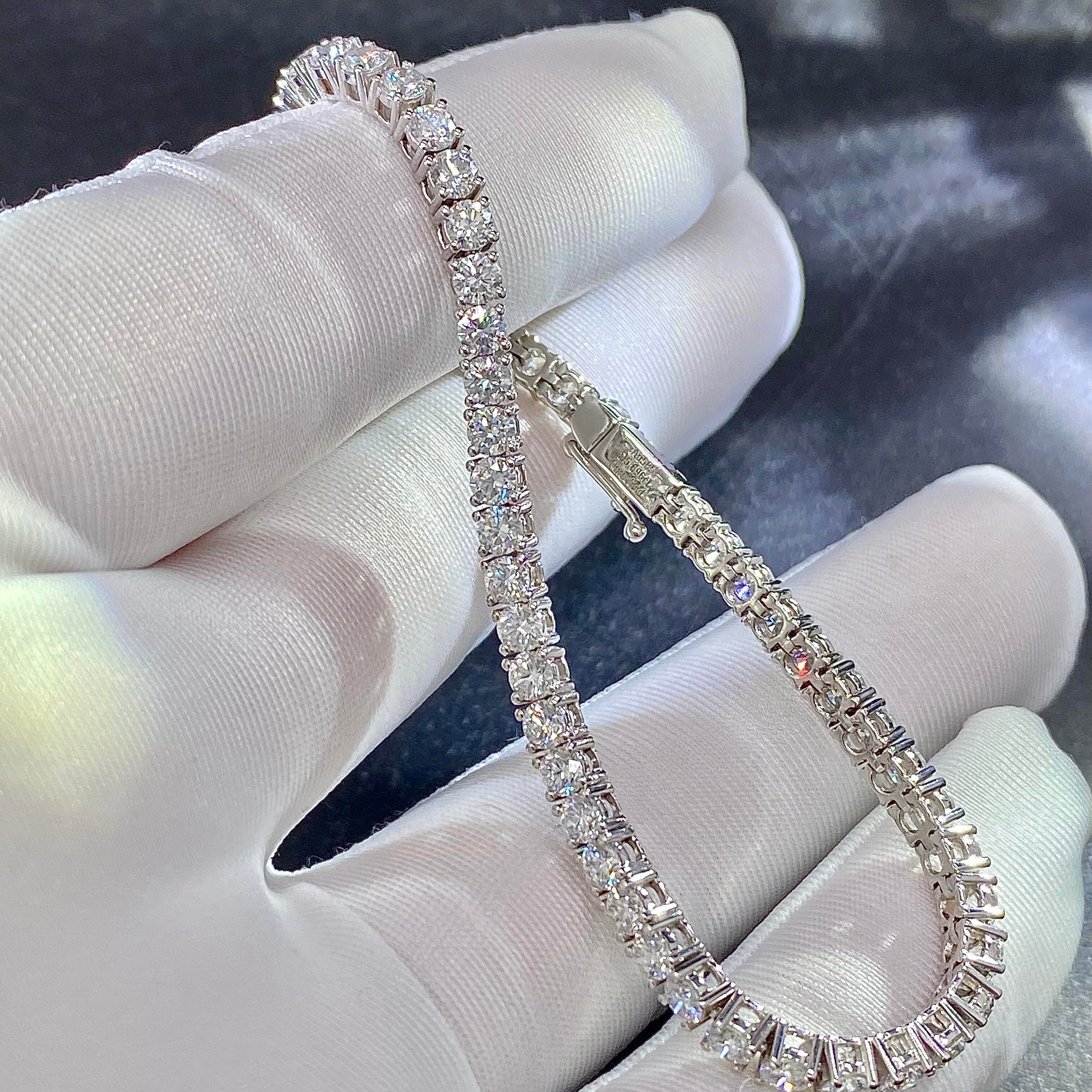 14k White Gold 3MM Lab Grown Diamond Tennis Bracelet