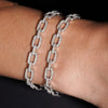 7MM Box Link Men Moissanite Diamond Bracelet 14K White Gold