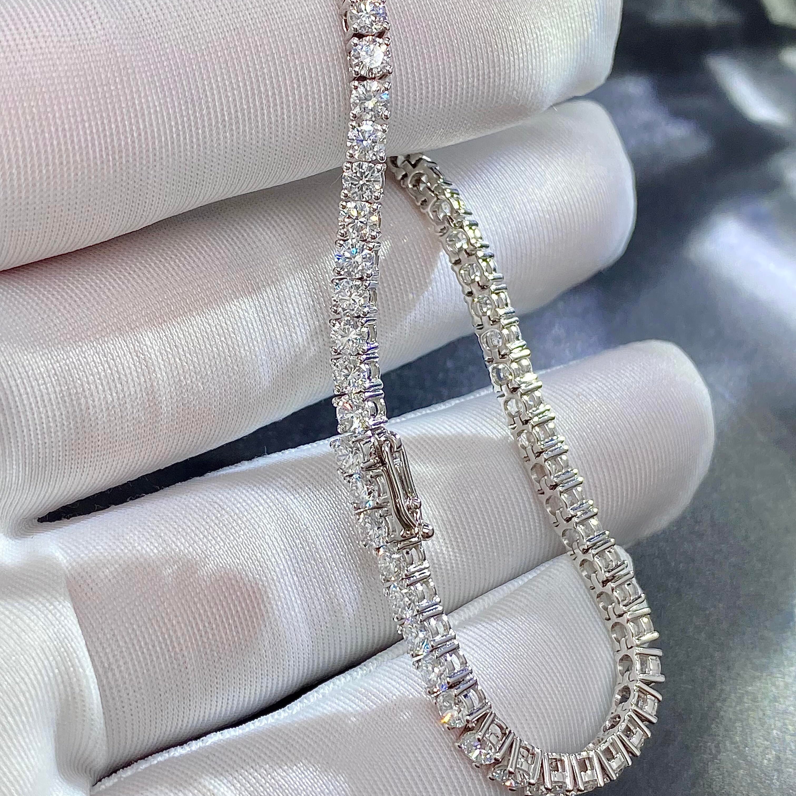 14k White Gold 3MM Lab Grown Diamond Tennis Bracelet