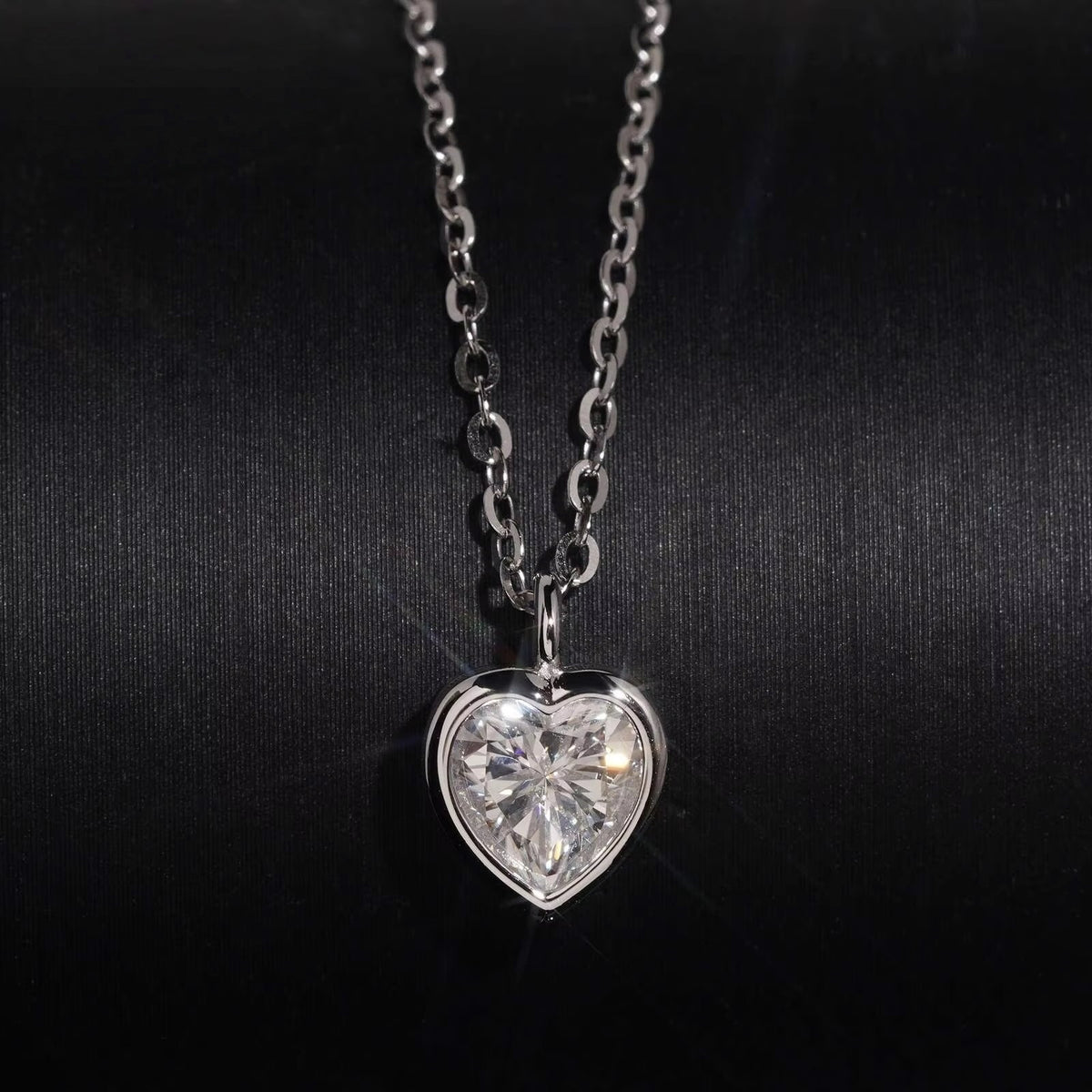Sterling Silver 1CT Heart Cut Moissanite Diamond Necklace Women