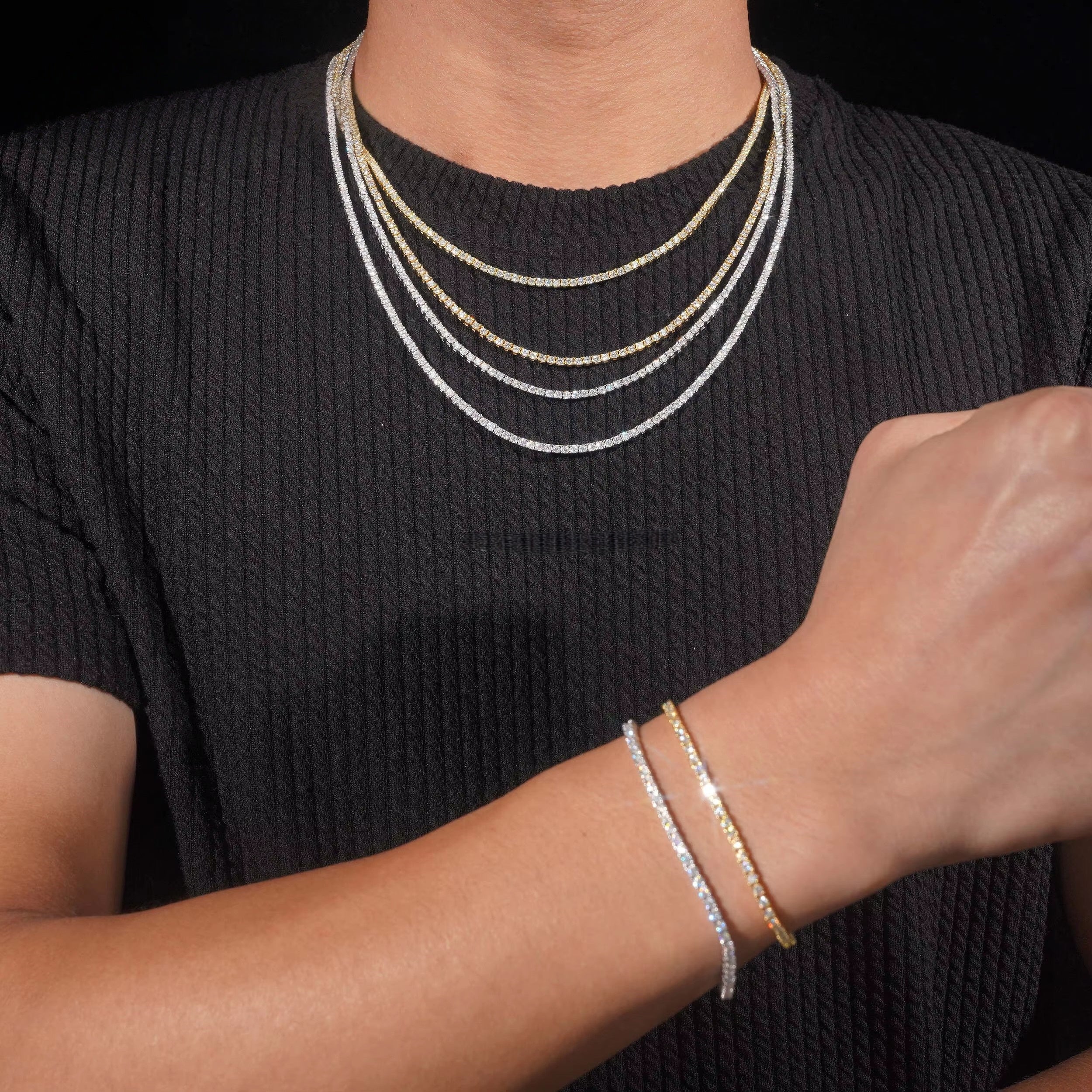 925 Sterling Silver VVS Lab Grown Diamond Tennis Chain 2MM